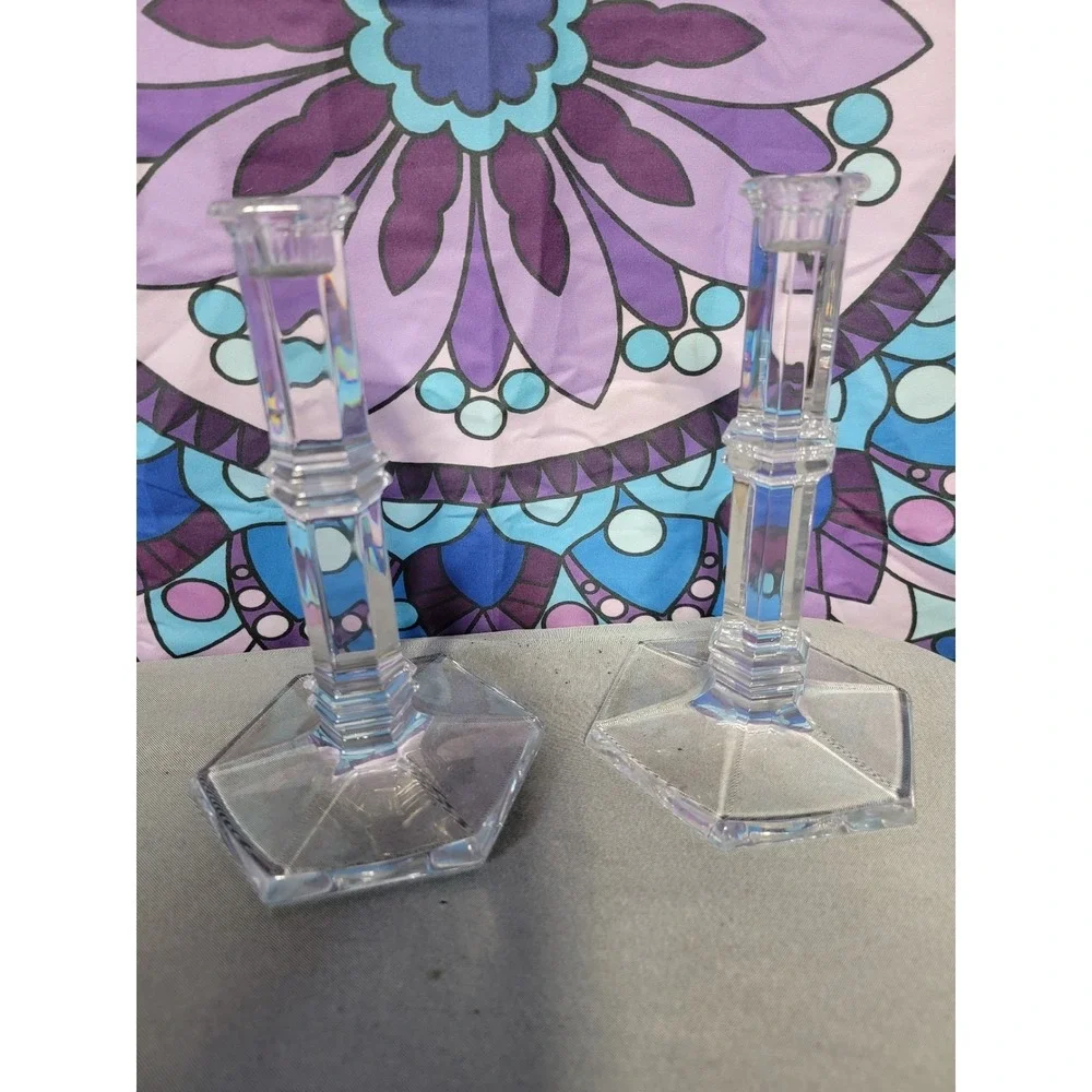 Vintage Tiffany & Co‎ Crystal Candlesticks Pair 8.25
